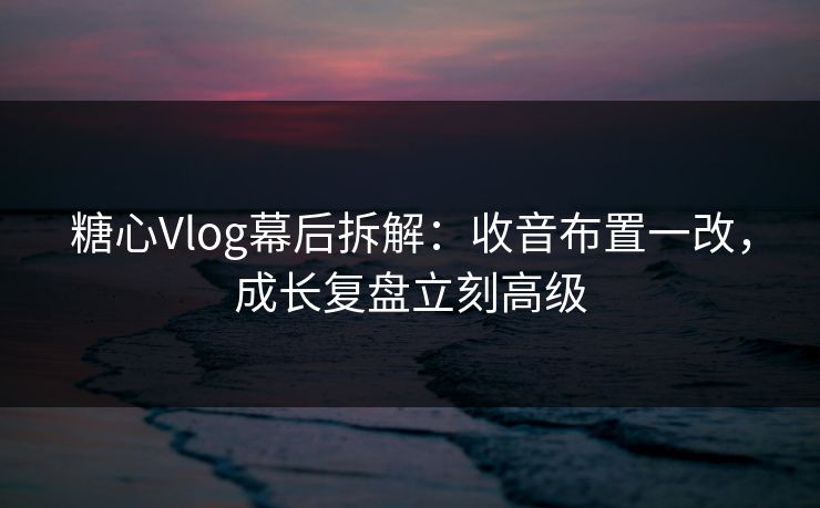 糖心Vlog幕后拆解：收音布置一改，成长复盘立刻高级  第1张