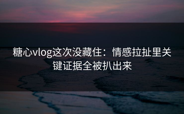 糖心vlog这次没藏住:情感拉扯里关键证据全被扒出来 第1张 糖心vlog这次没藏住:情感拉扯里关键证据全被扒出来 第1张