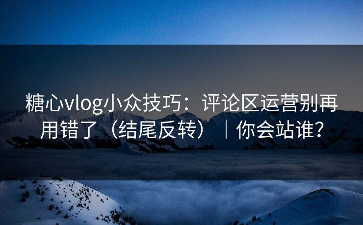 糖心vlog小众技巧:评论区运营别再用错了(结尾反转)|你会站谁? 第1张 糖心vlog小众技巧:评论区运营别再用错了(结尾反转)|你会站谁? 第1张