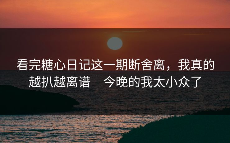 看完糖心日记这一期断舍离，我真的越扒越离谱｜今晚的我太小众了  第1张