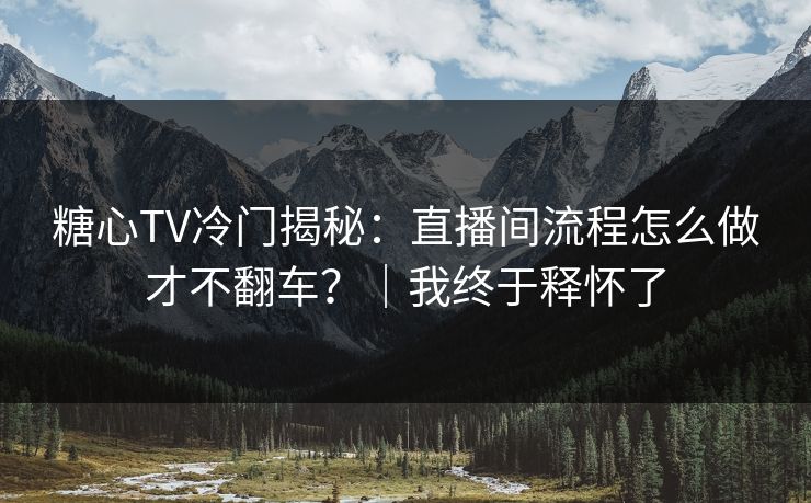 糖心TV冷门揭秘：直播间流程怎么做才不翻车？｜我终于释怀了  第1张