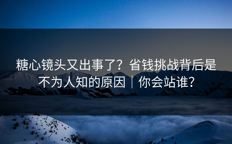 糖心镜头又出事了？省钱挑战背后是不为人知的原因｜你会站谁？  第1张