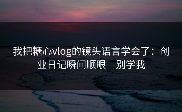 我把糖心vlog的镜头语言学会了：创业日记瞬间顺眼｜别学我  第1张