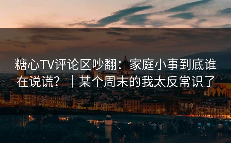 糖心TV评论区吵翻:家庭小事到底谁在说谎?|某个周末的我太反常识了 第1张 糖心TV评论区吵翻:家庭小事到底谁在说谎?|某个周末的我太反常识了 第1张