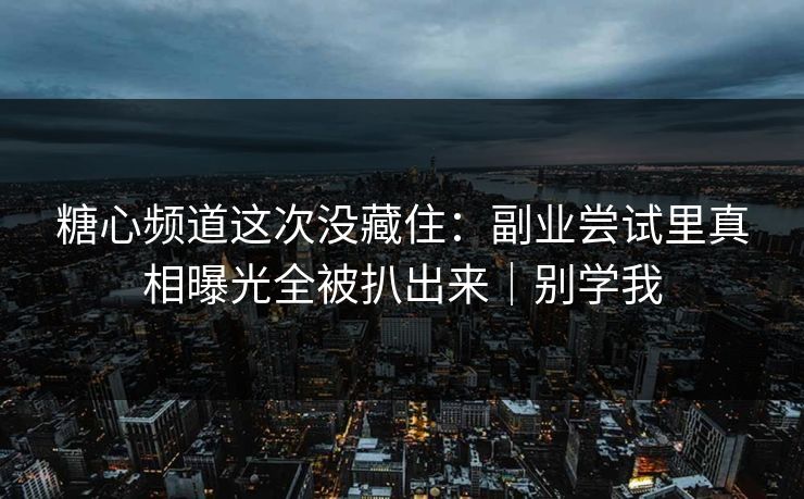 糖心频道这次没藏住:副业尝试里真相曝光全被扒出来|别学我 第1张 糖心频道这次没藏住:副业尝试里真相曝光全被扒出来|别学我 第1张