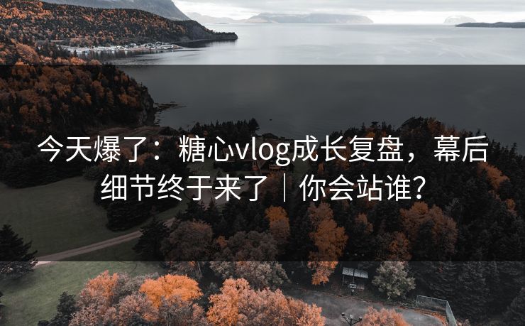 今天爆了：糖心vlog成长复盘，幕后细节终于来了｜你会站谁？