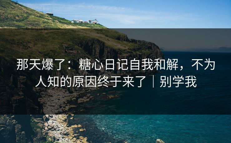 那天爆了:糖心日记自我和解,不为人知的原因终于来了|别学我 那天爆了:糖心日记自我和解,不为人知的原因终于来了|别学我