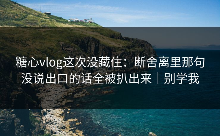 糖心vlog这次没藏住：断舍离里那句没说出口的话全被扒出来｜别学我