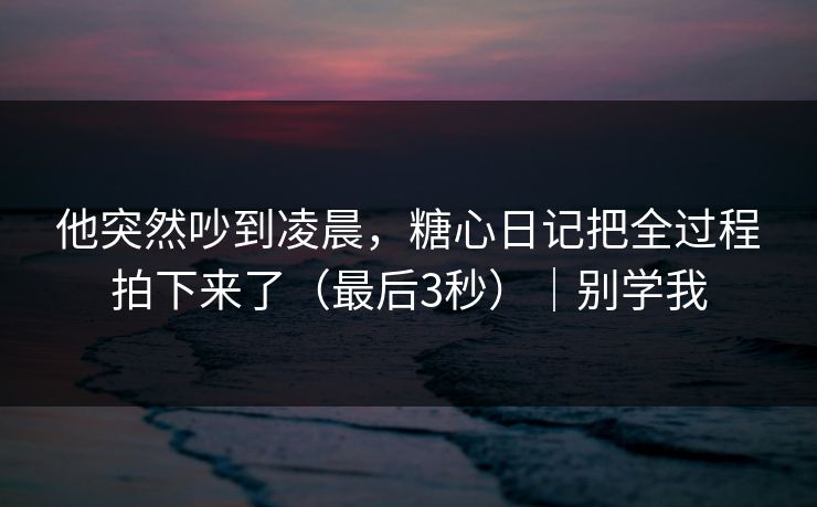 他突然吵到凌晨，糖心日记把全过程拍下来了（最后3秒）｜别学我