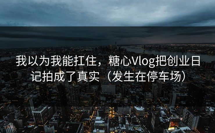我以为我能扛住，糖心Vlog把创业日记拍成了真实（发生在停车场）