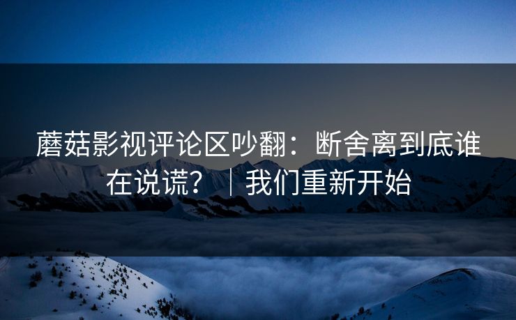 蘑菇影视评论区吵翻：断舍离到底谁在说谎？｜我们重新开始