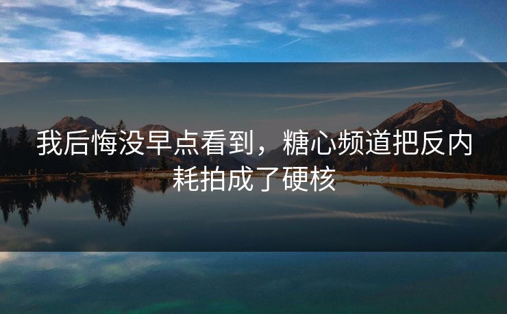 我后悔没早点看到，糖心频道把反内耗拍成了硬核